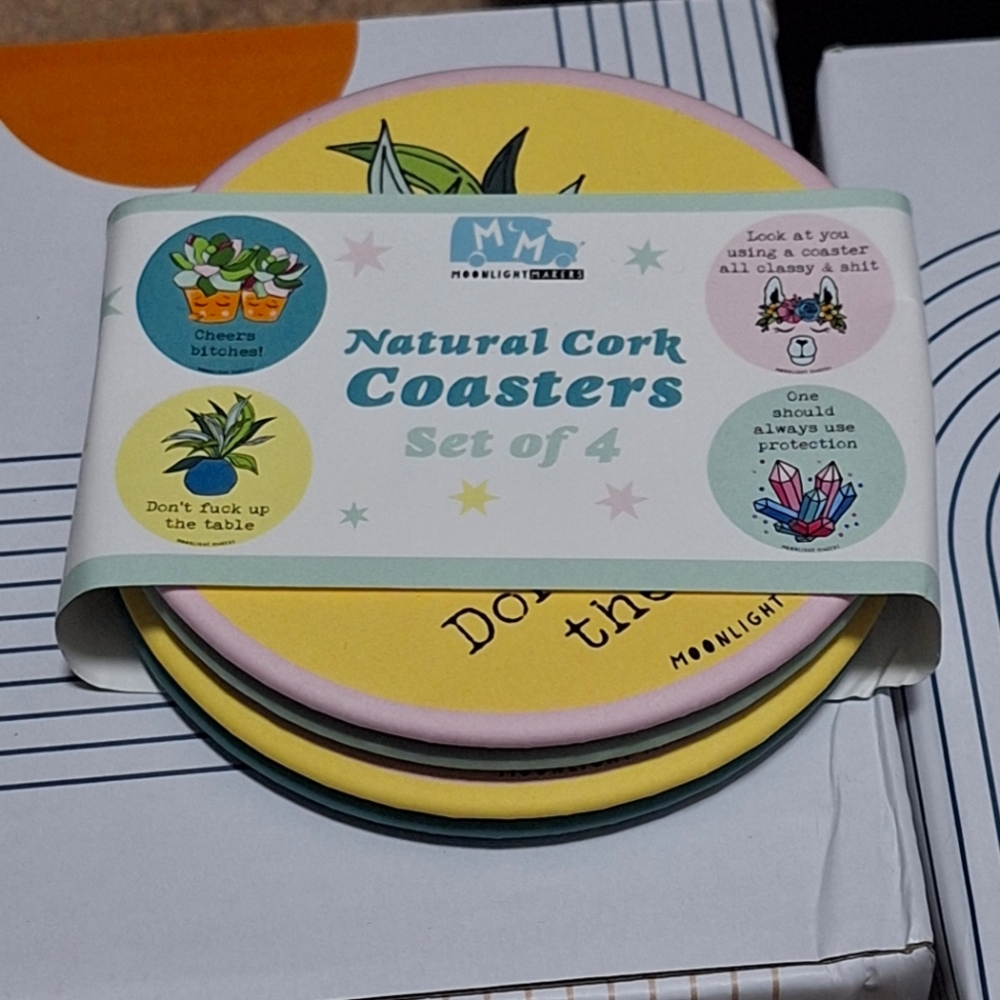 Funny cork coasters